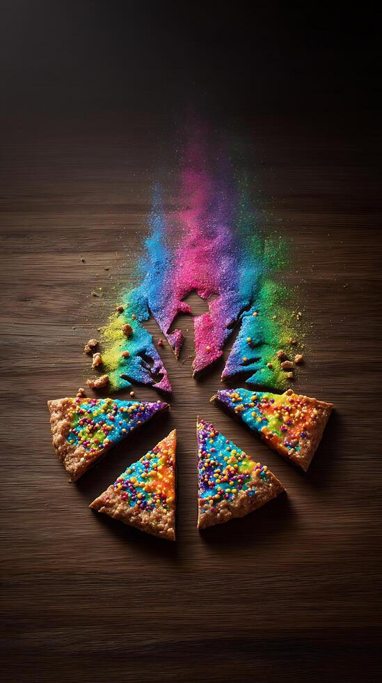Colorful Sweet Slices Sprinkled with Joyful Dust. photo