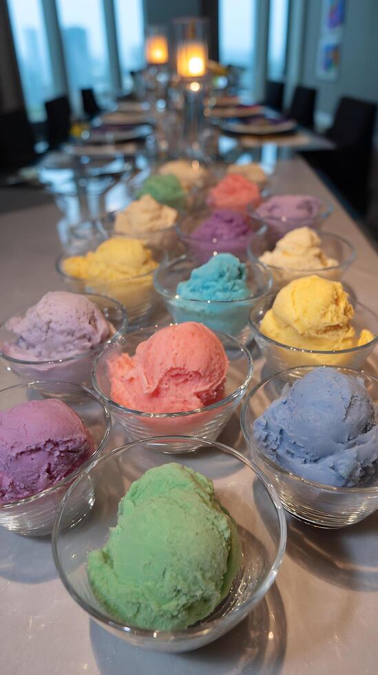 Colorful Ice Cream Scoops Ready for a Sweet Celebration. photo