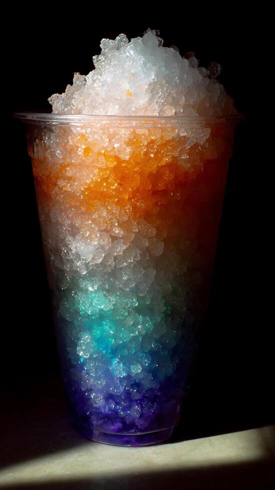 Refreshing Rainbow Snow Cone on a Sunny Day, Perfect Summer Treat photo