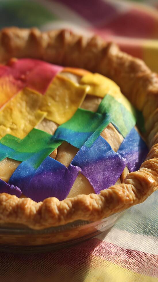 Delicious Homemade Rainbow Pie with Braided Crust photo