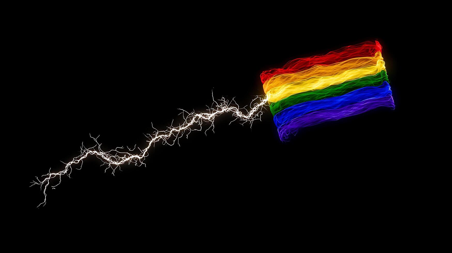 Electric Rainbow Energy Emanating from Pride Flag. photo