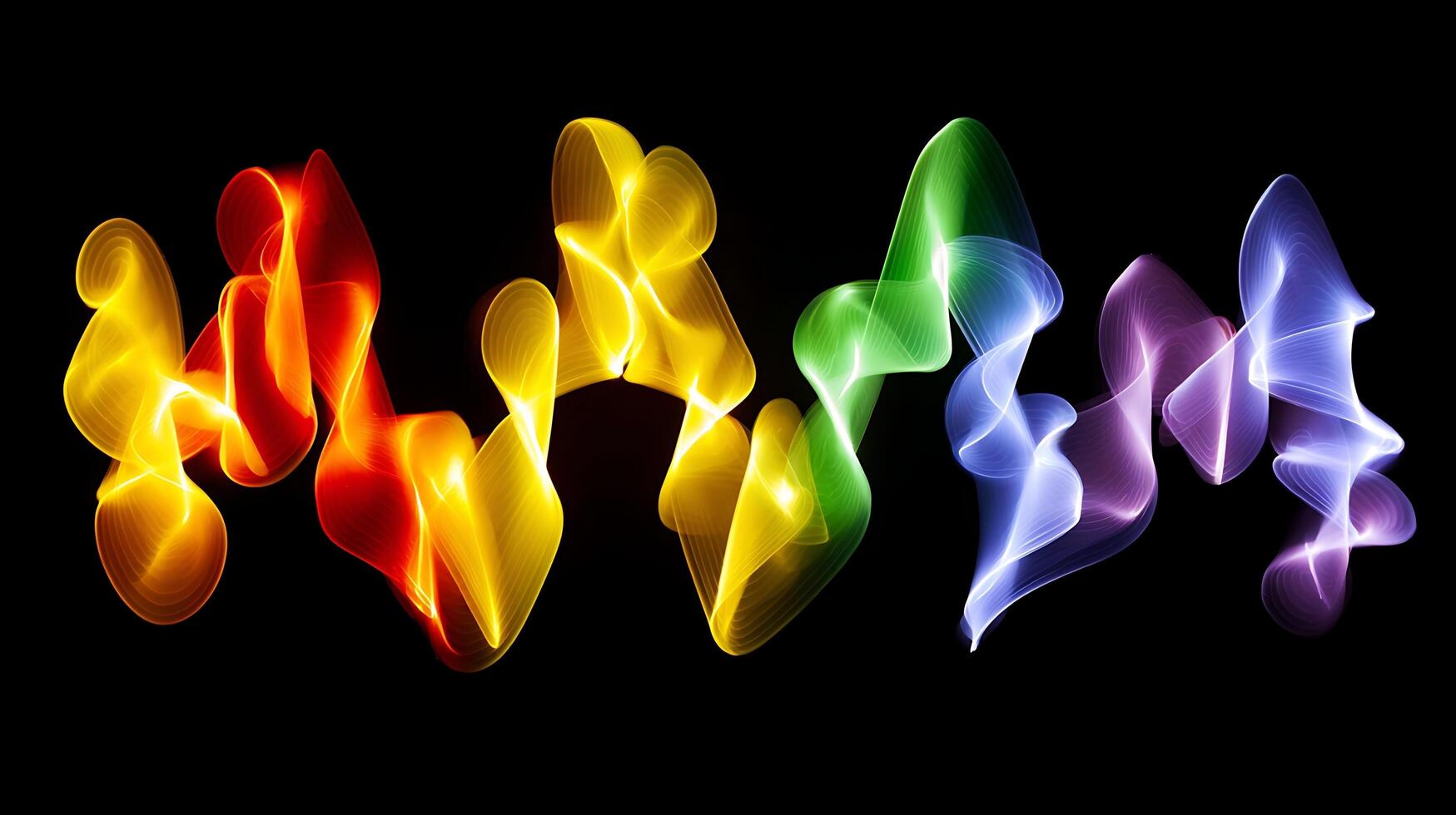 Colorful Abstract Light Waves Flowing Across a Dark Background. photo