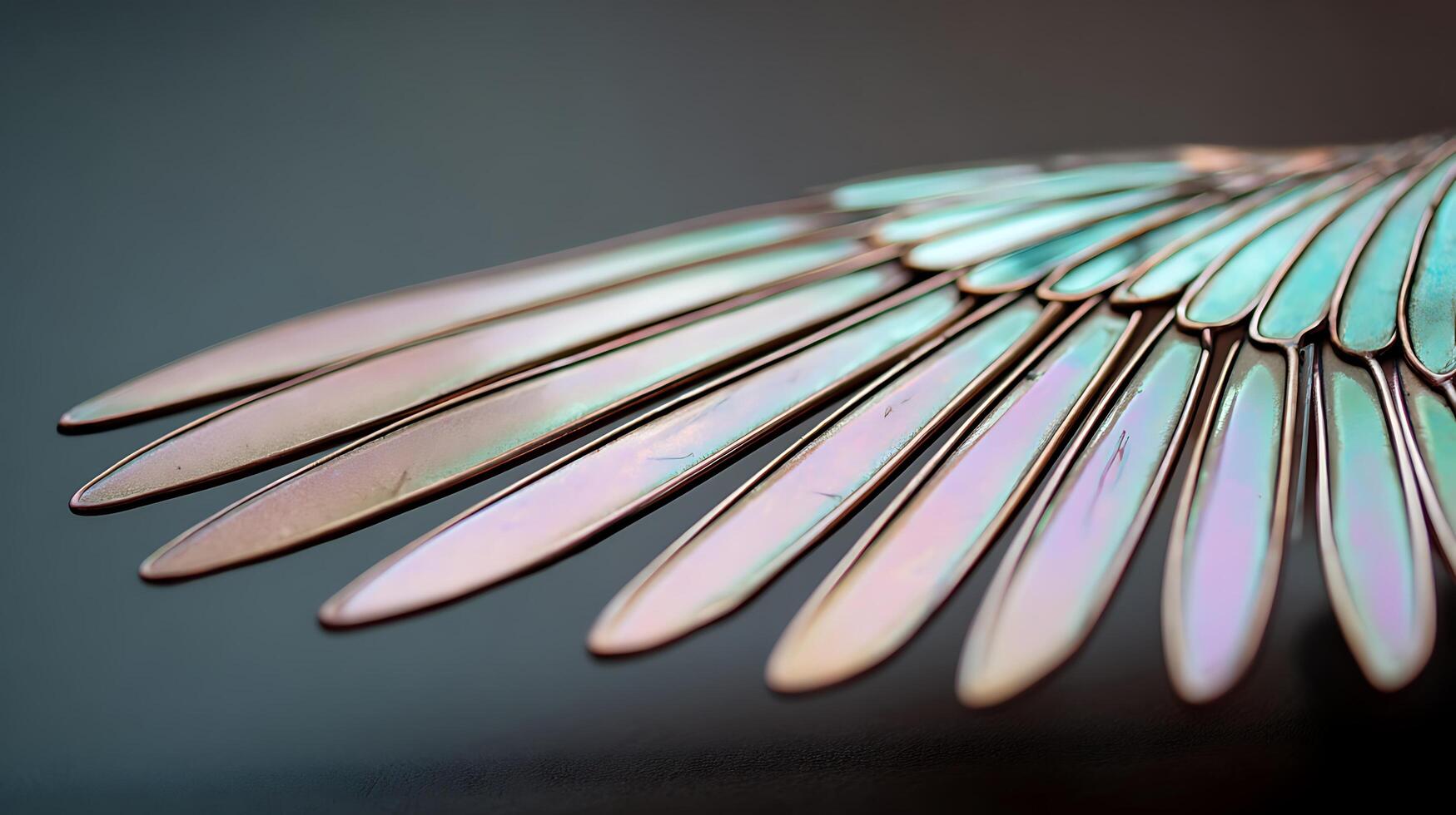 Gleaming Feather Design with Iridescent Shimmer and Soft Focus. photo