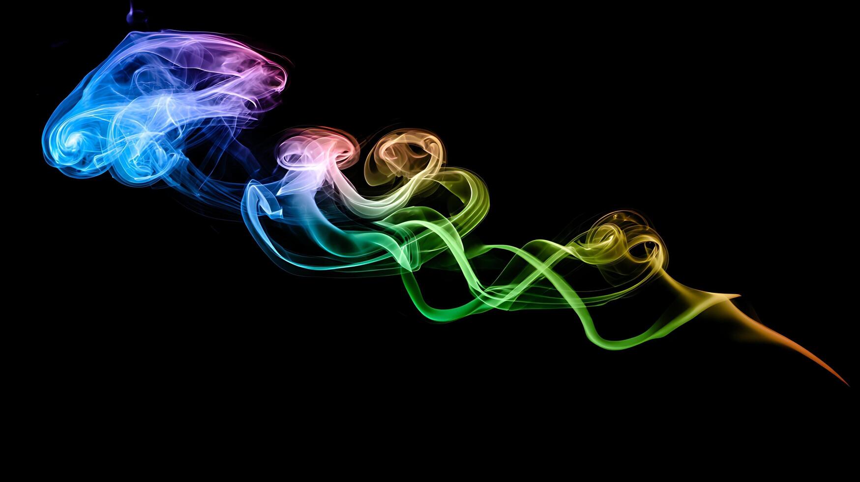 Colorful Wisps of Smoke Swirling Across a Dark Background. photo
