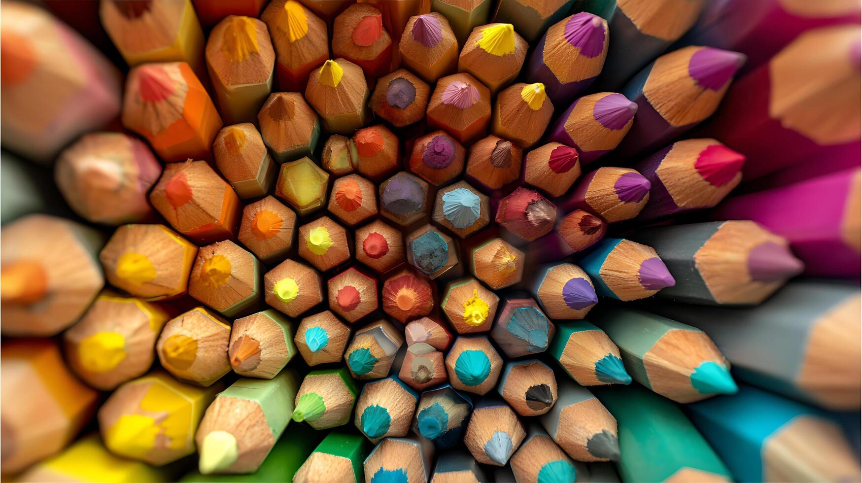 A Vibrant Close Up Of Many Colorful Pencils Ready For Art. photo