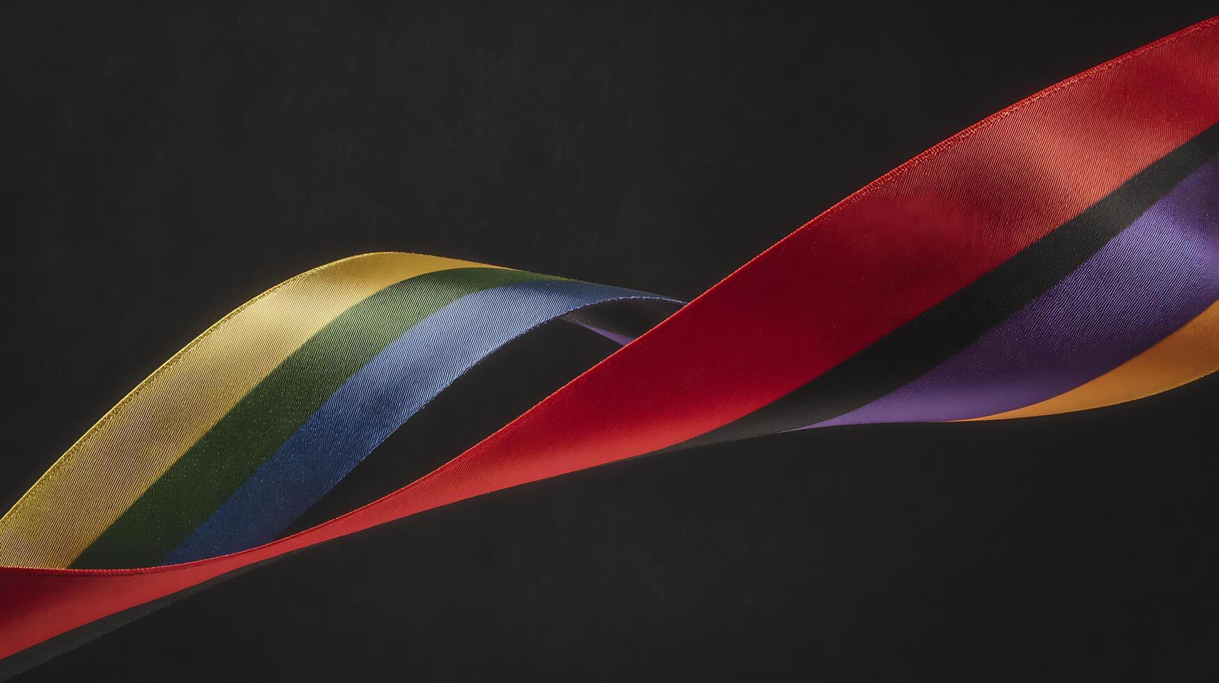 Colorful Ribbons Gracefully Flowing Against a Dark, Textured Background. photo