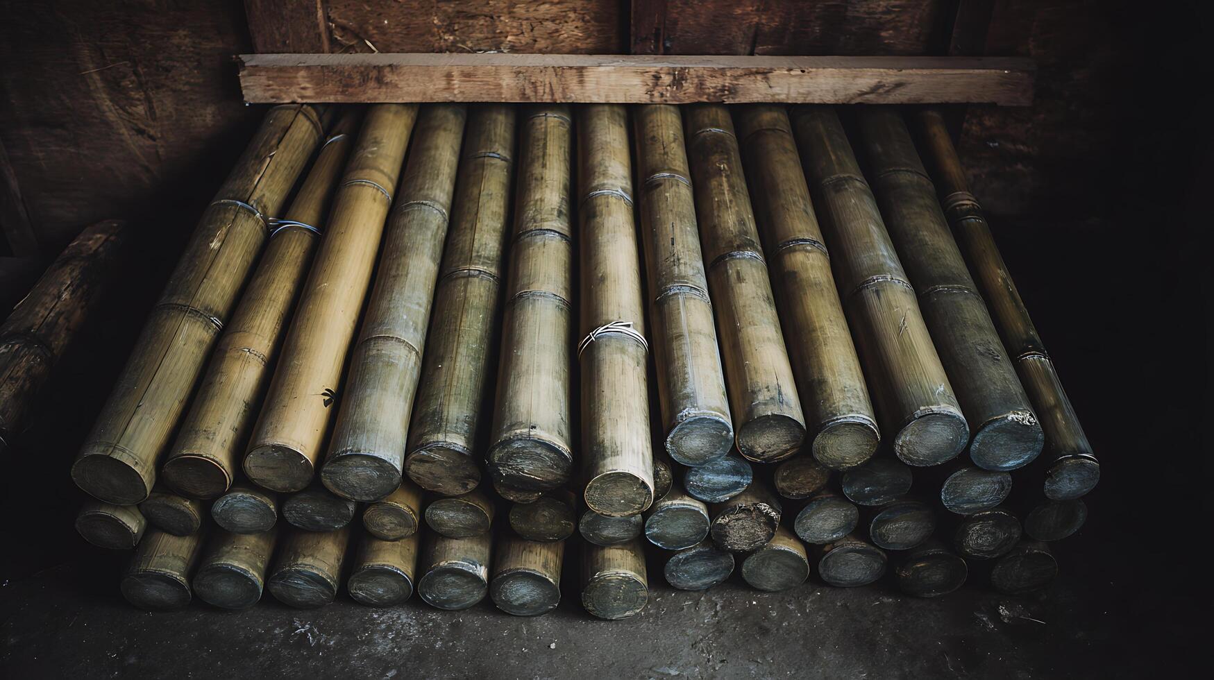 Stacked Bamboo Poles Ready for Construction or Crafting Projects. photo