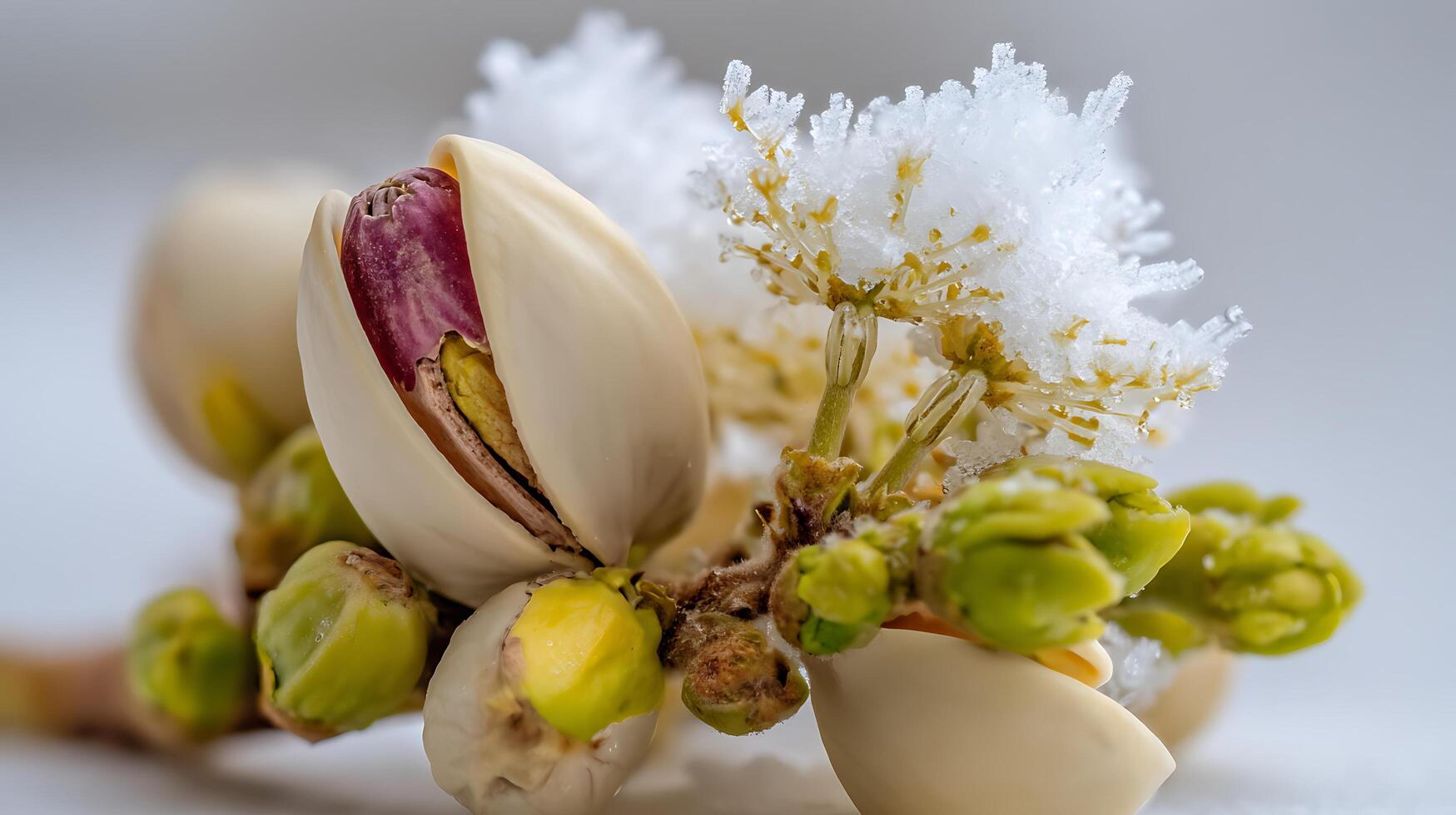 Frosty Pistachios A Close Look at a Wintery Snack. photo