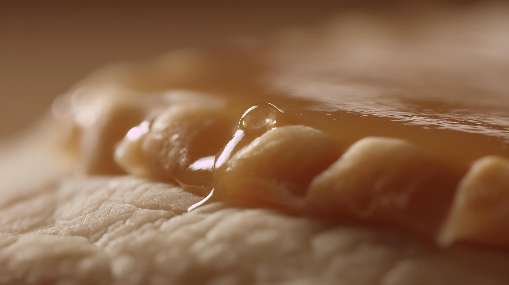 Close Up Texture Of A Delicious Caramel Drizzle On Pastry. photo