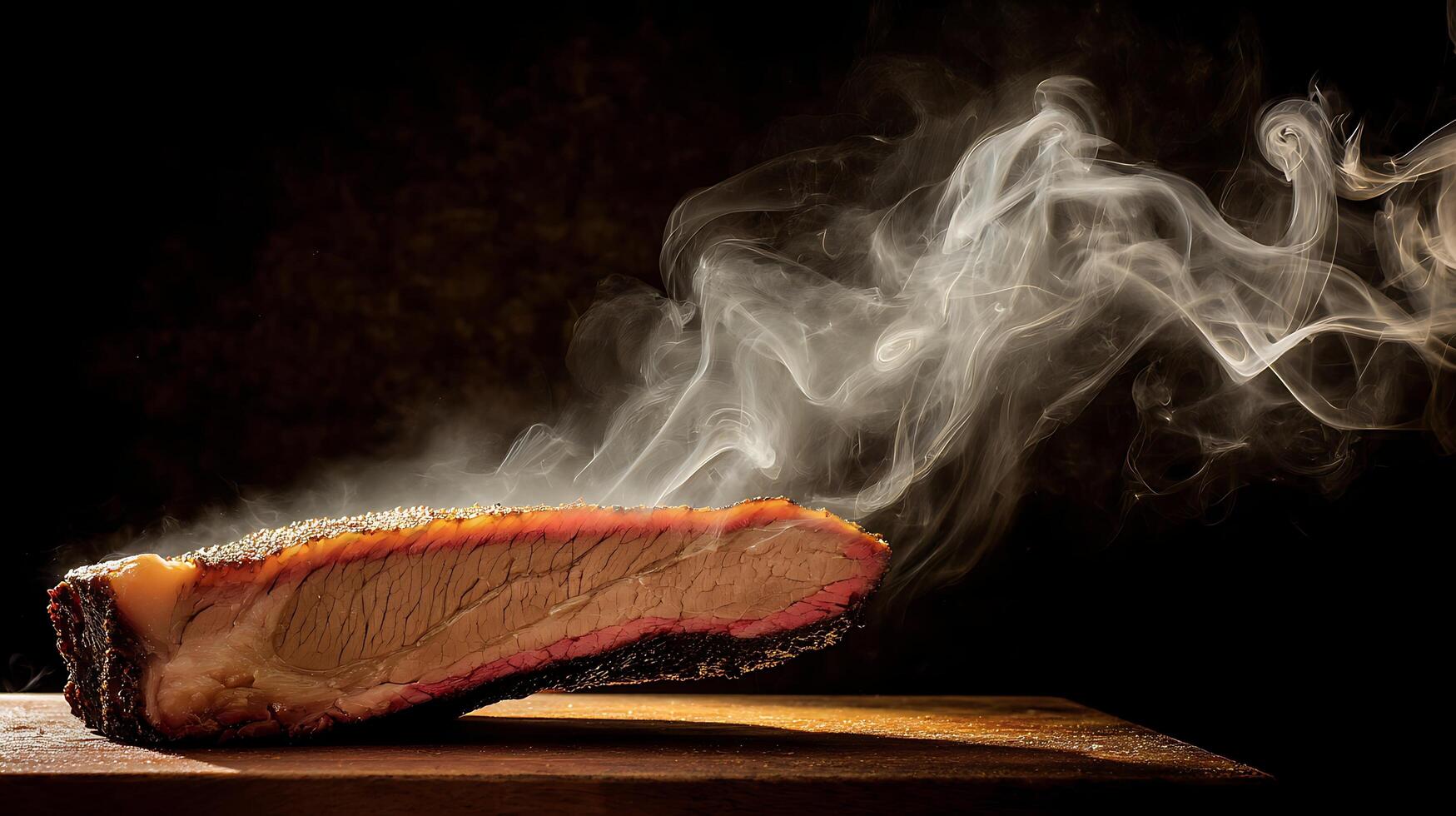 Savor the Smoke A Slice of Delicious Brisket Steaming Hot. photo