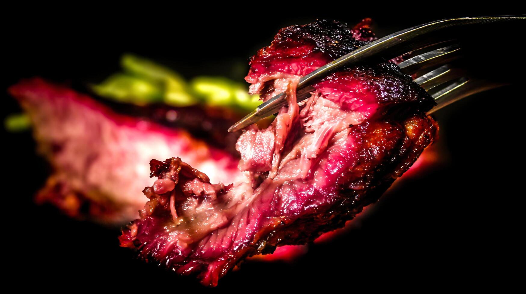 Savory Smoked Ribs Ready to Be Enjoyed with a Fork. photo