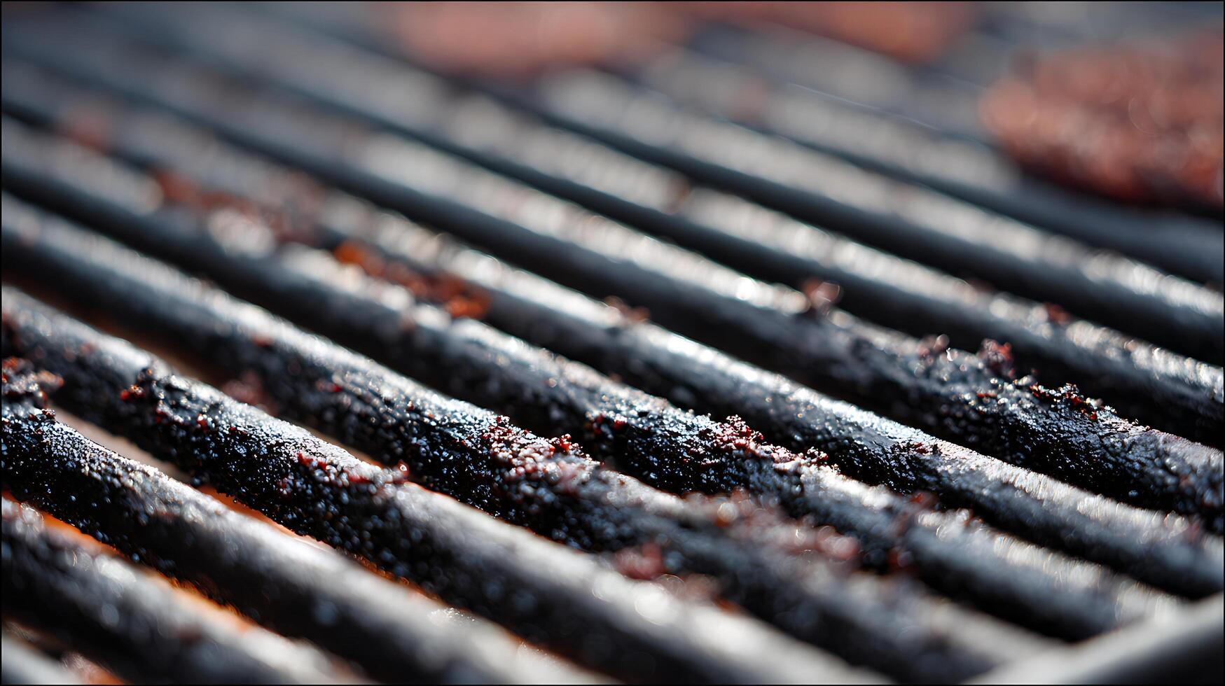 Close Up Macro of Dirty Grate with Food Residue. photo