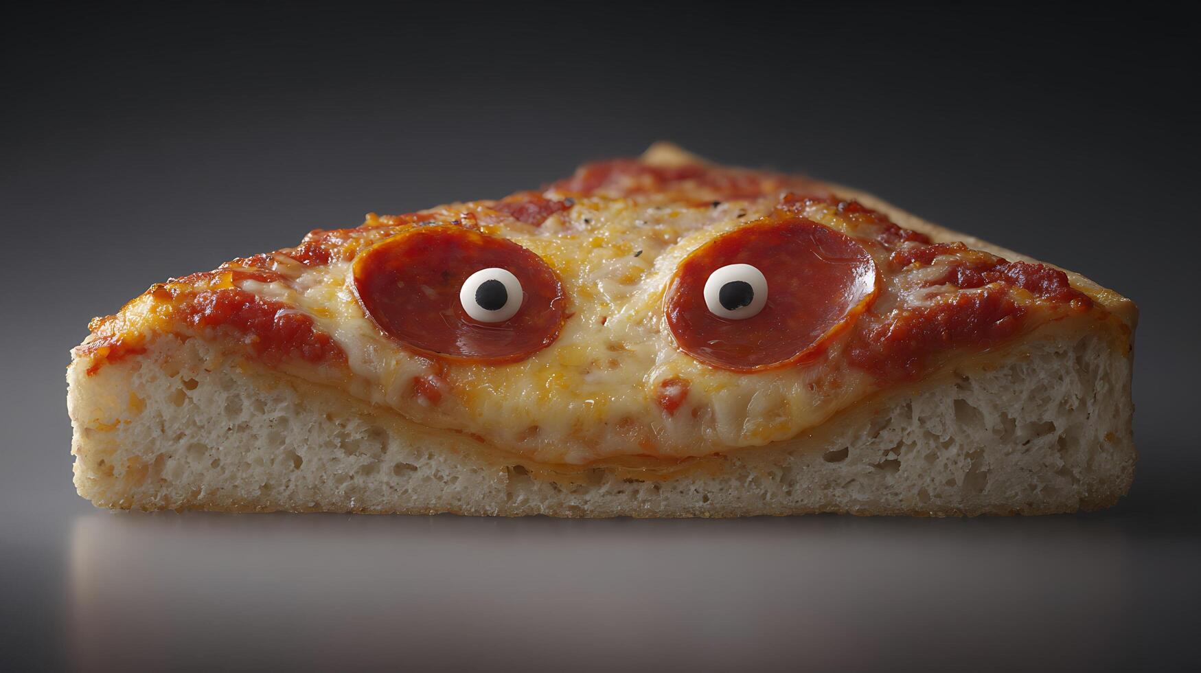 A Slice of Pizza with a Funny Face Looks at You. photo