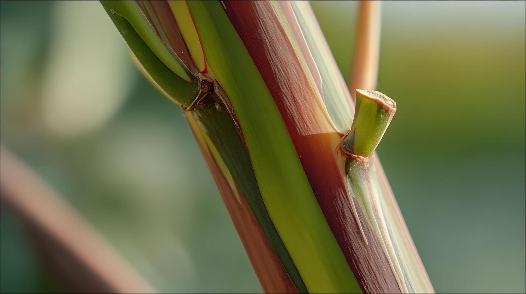 Striking Multicolored Trunk of a Tropical Plant Closeup. photo