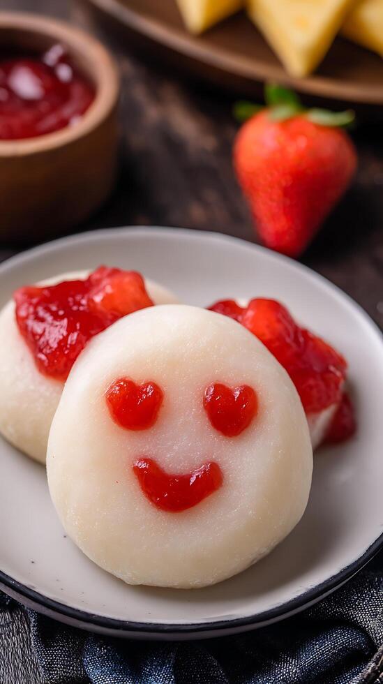 Adorable Food Art Sweet Treats With a Happy Face Design photo