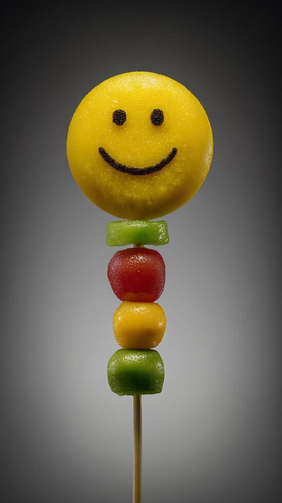 Happy Fruit Skewer A Delicious And Fun Treat For Any Occasion. photo
