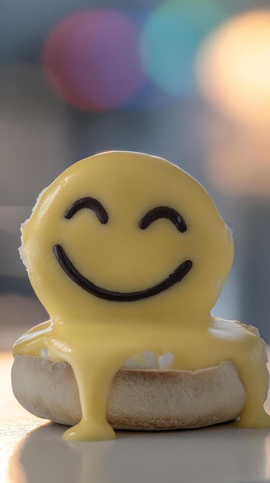 A Deliciously Happy Breakfast with Creamy Sauce and a Smiling Face. photo