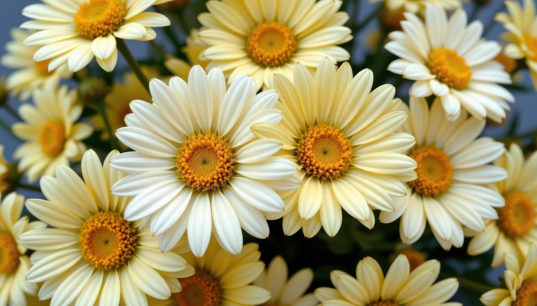 close up view of butter daisies with bright cheerful yellow petals and round centers displayed on a clean background. photo