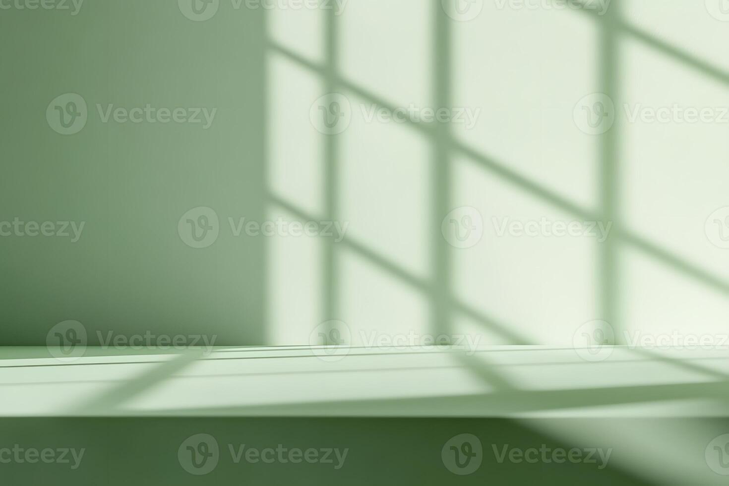 Pale Green Wall with Projected Window Shadow and Horizontal Surface photo