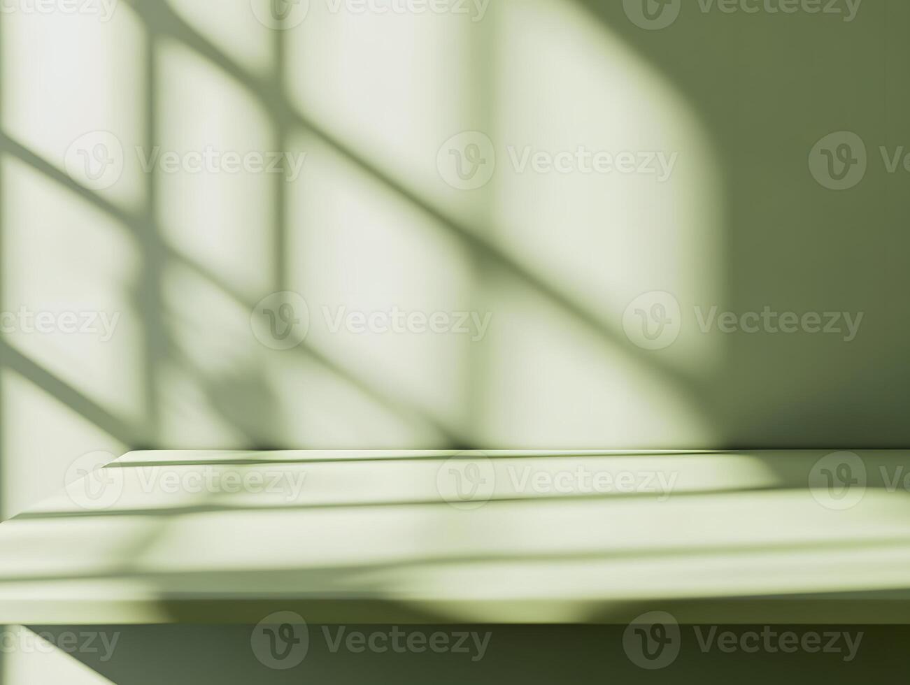 Pale Green Wall with Window Shadow and Shelf photo