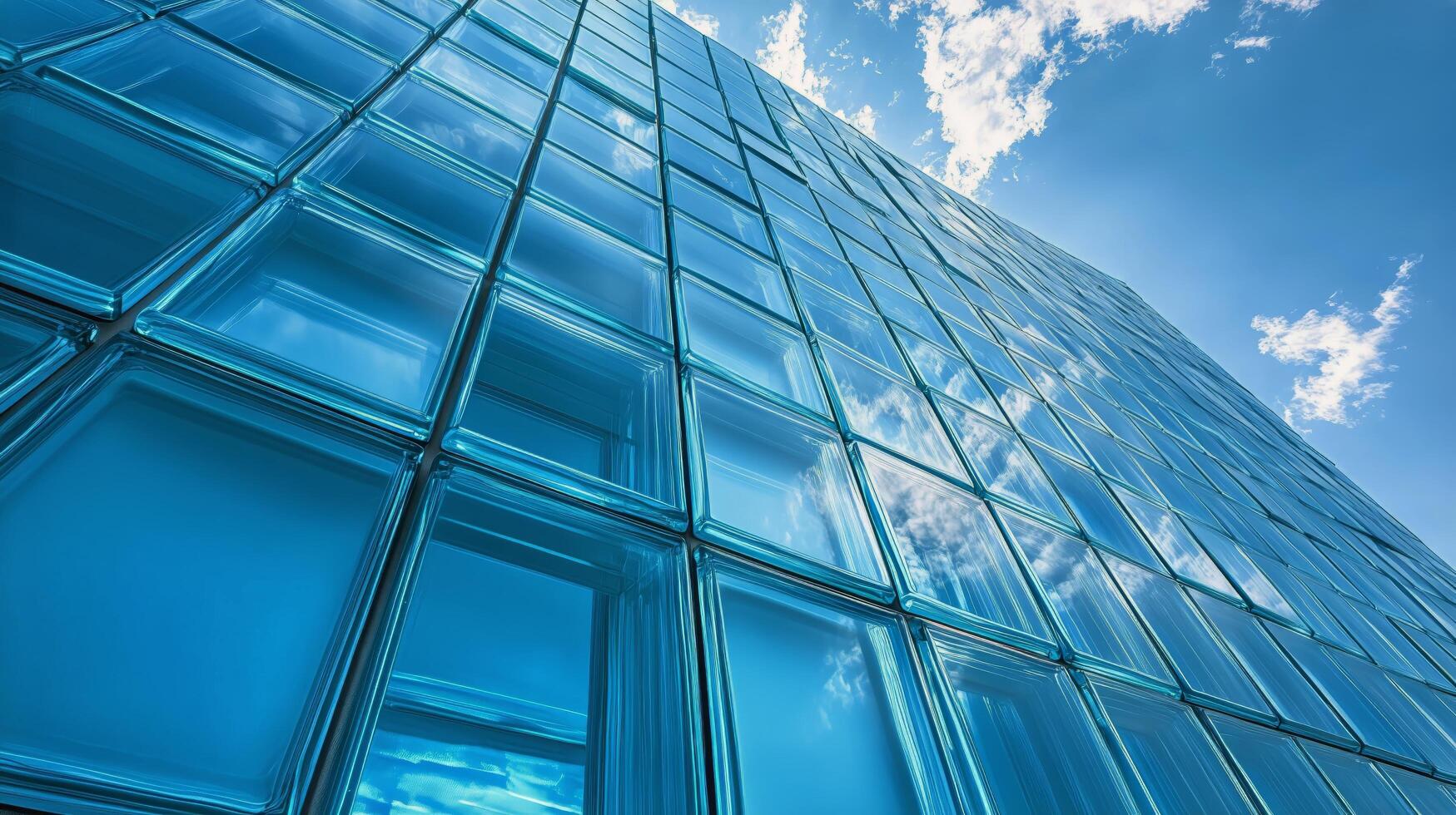 Glass Facade Reflects Sky and Clouds in Modern Architecture photo