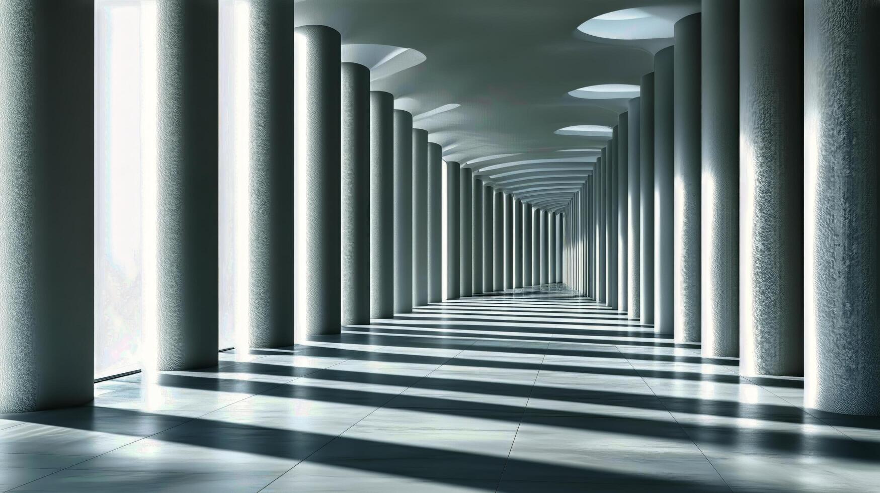 Columns and Light Create a Striking Perspective in Modern Architecture Hallway photo