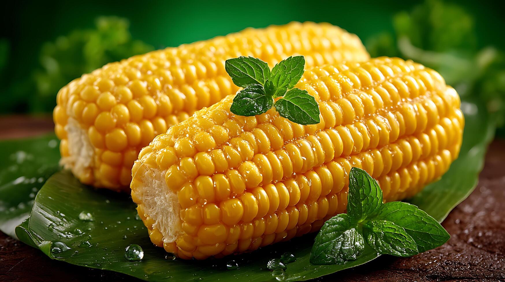 Fresh Corn on the Cob with Mint photo