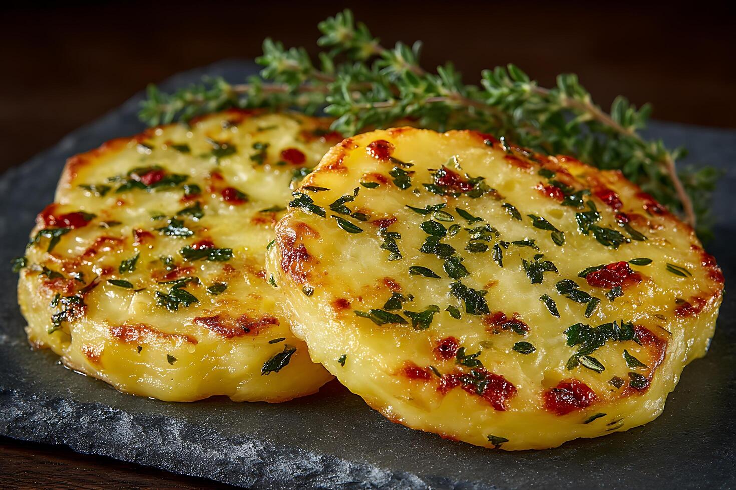 Herbs Served on Slate Board photo