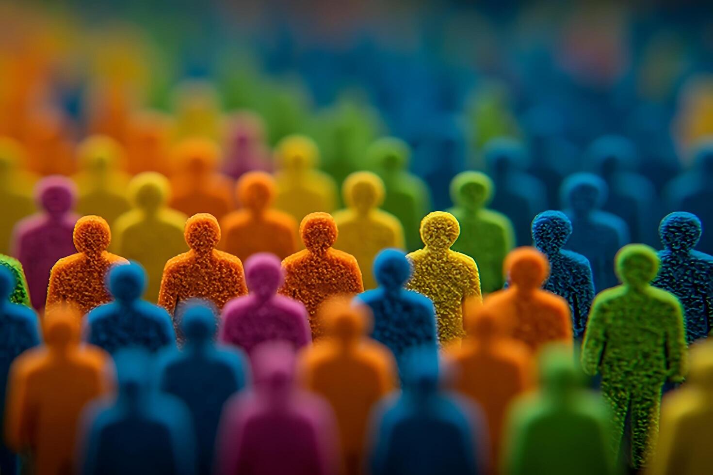 Crowd of Textured Colorful Human Figures photo
