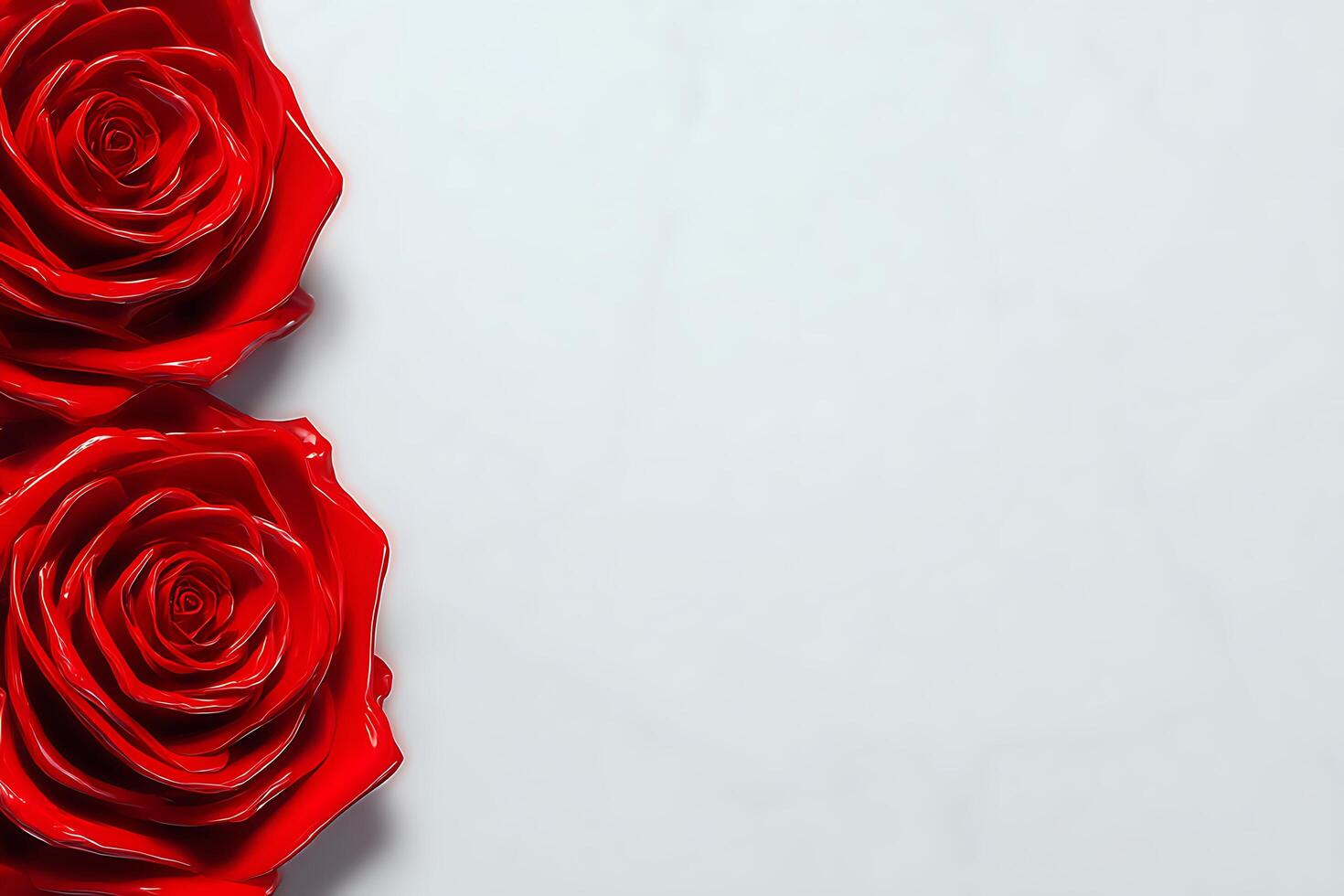 Two Red Roses on White Background - Romance and Love photo