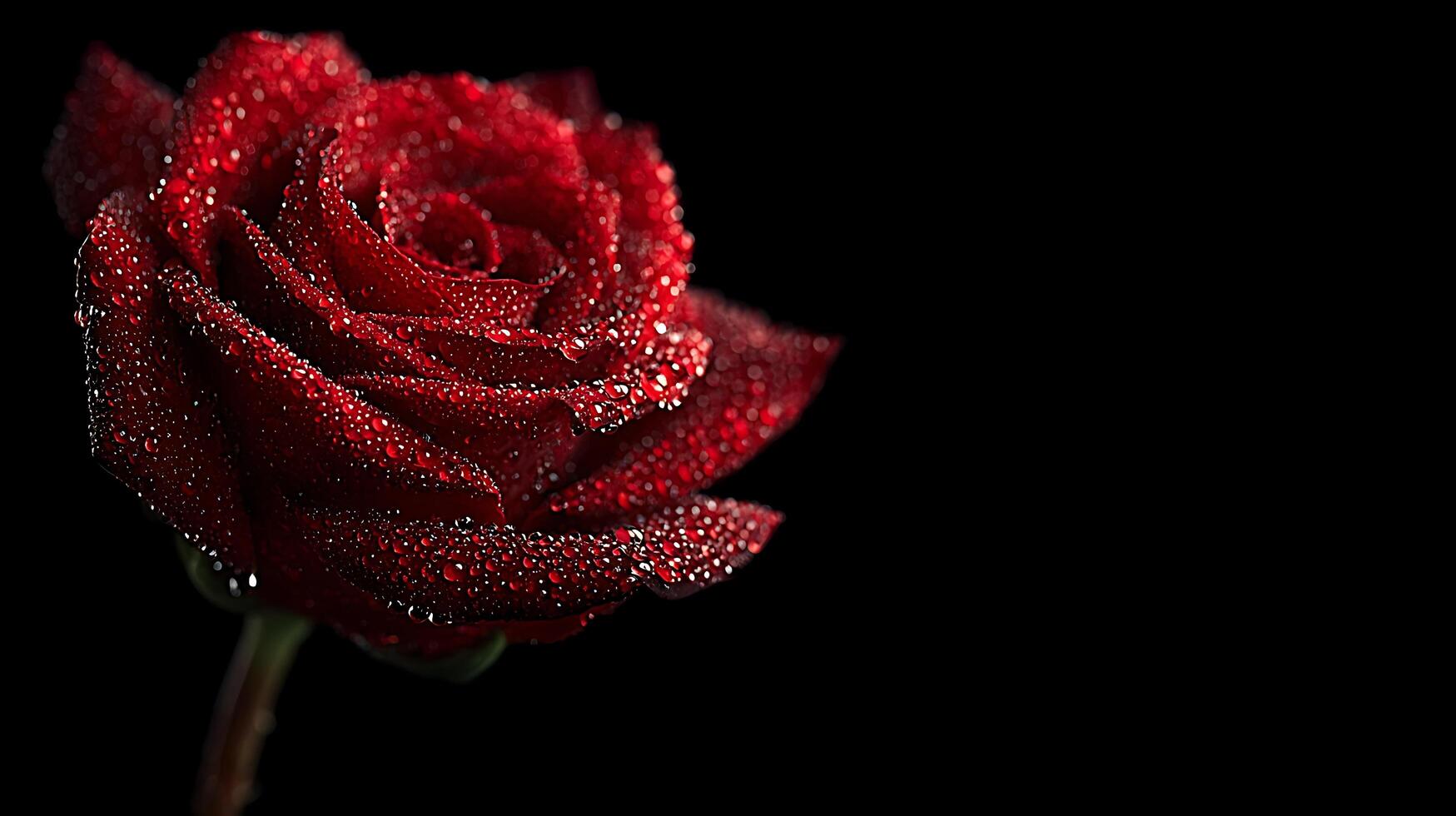Wet Red Rose on Black Background photo