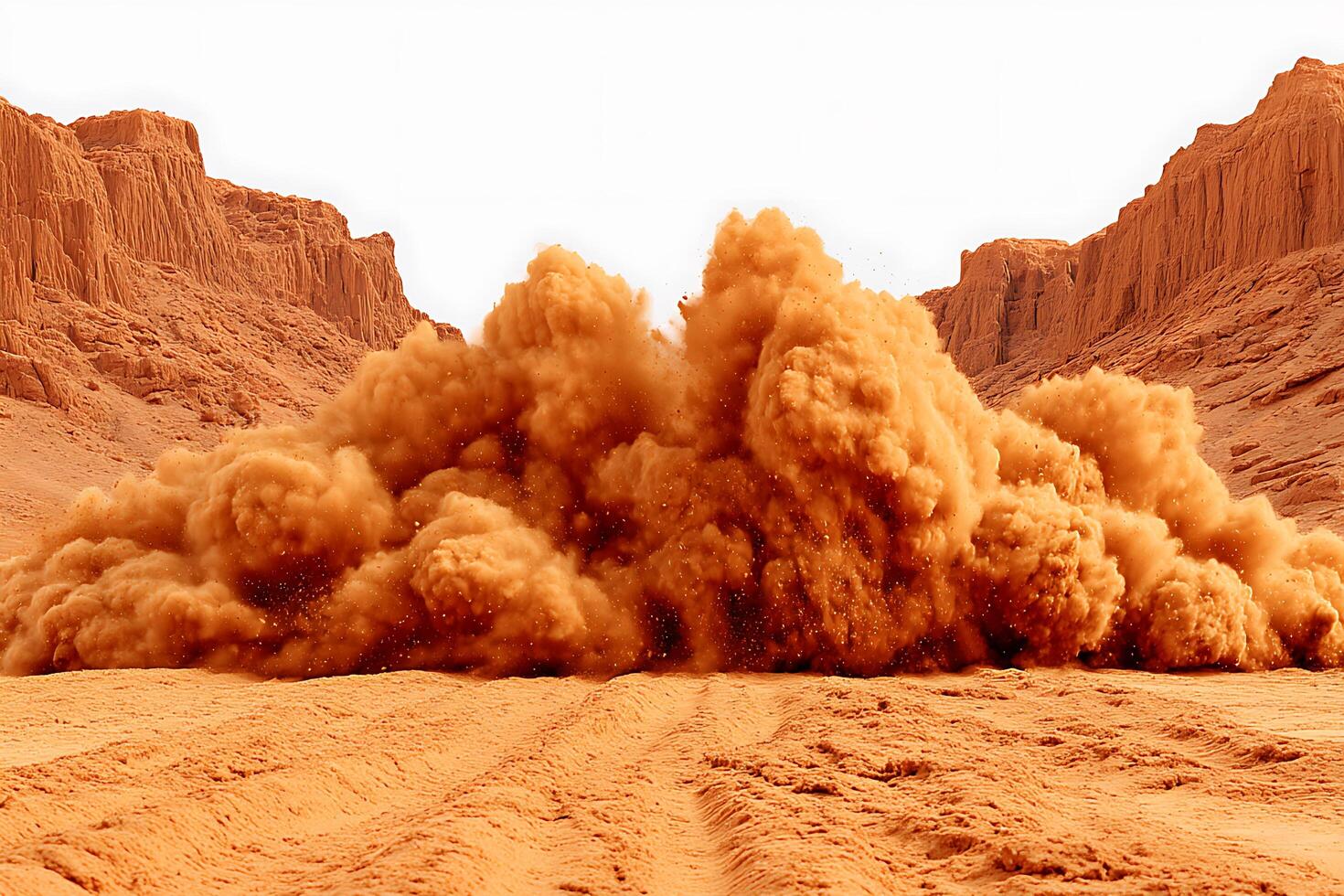 Intense Sandstorm Rolling Through a Desert Canyon Landscape photo