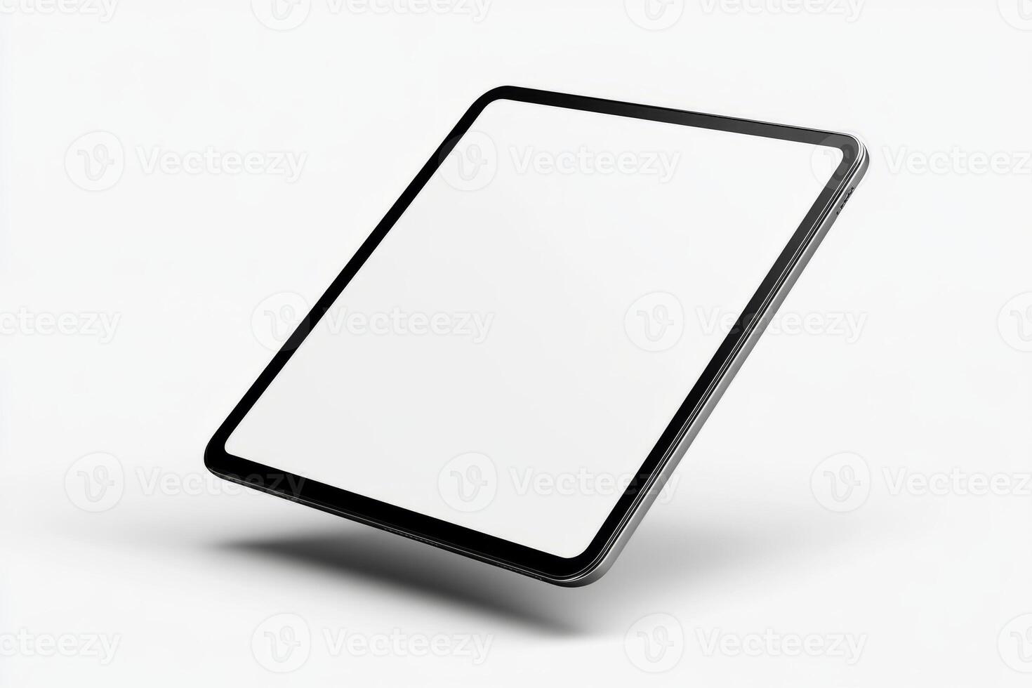 Sleek Black Tablet Floating on White Background photo