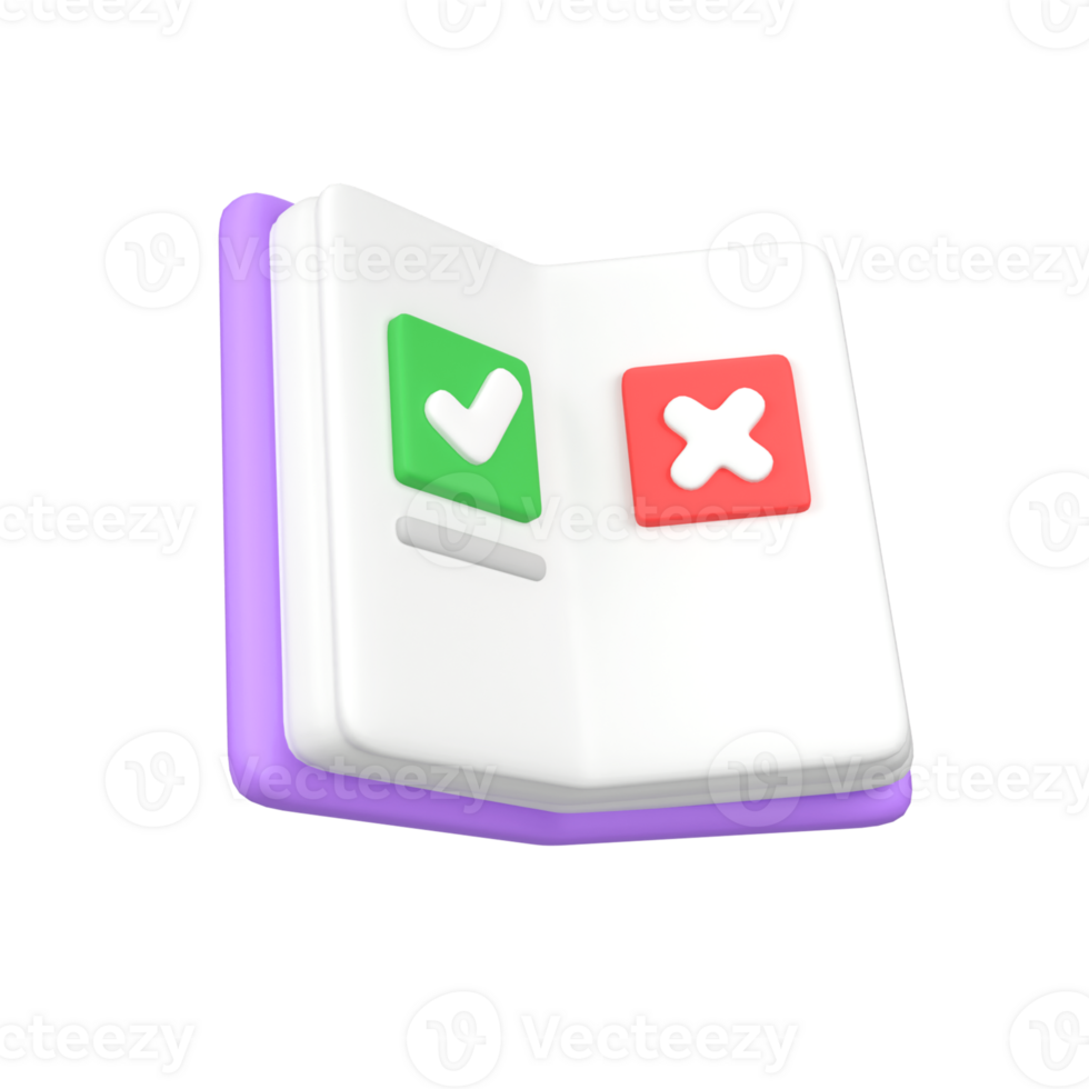 Book list isolated 3d render icon illustration png