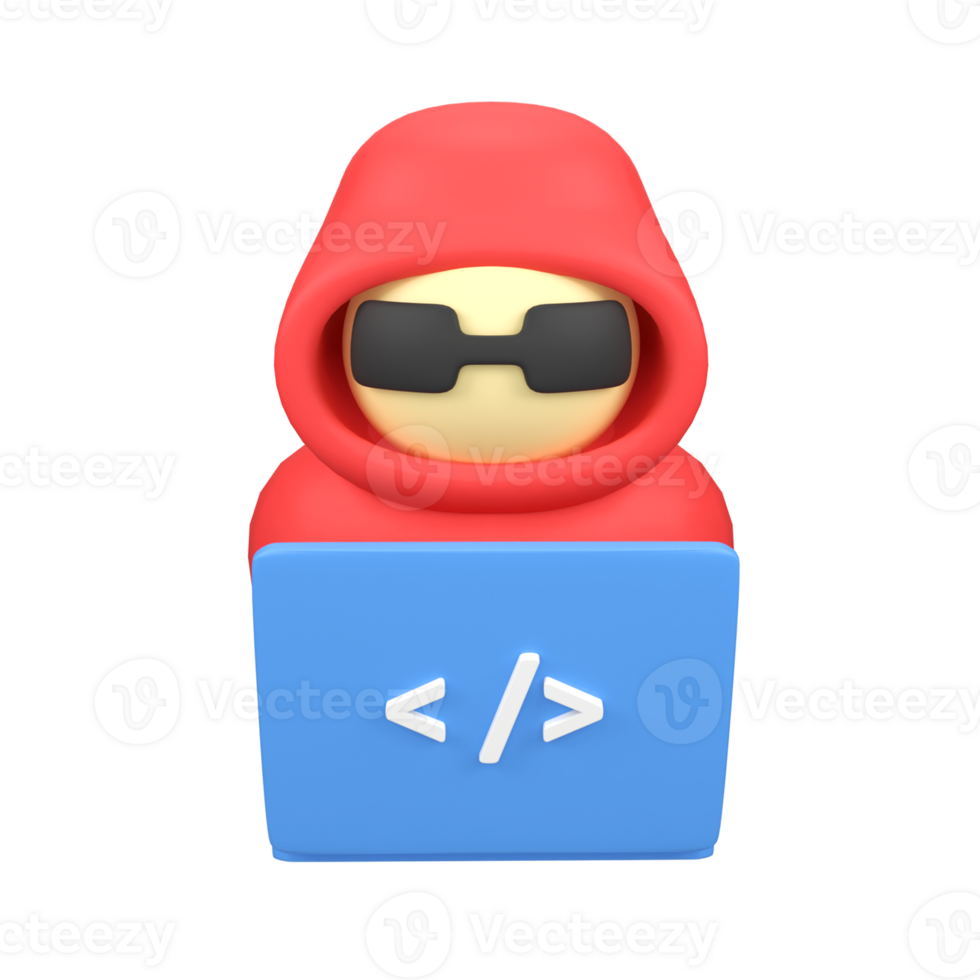 Hacker isolated 3d render icon illustration png