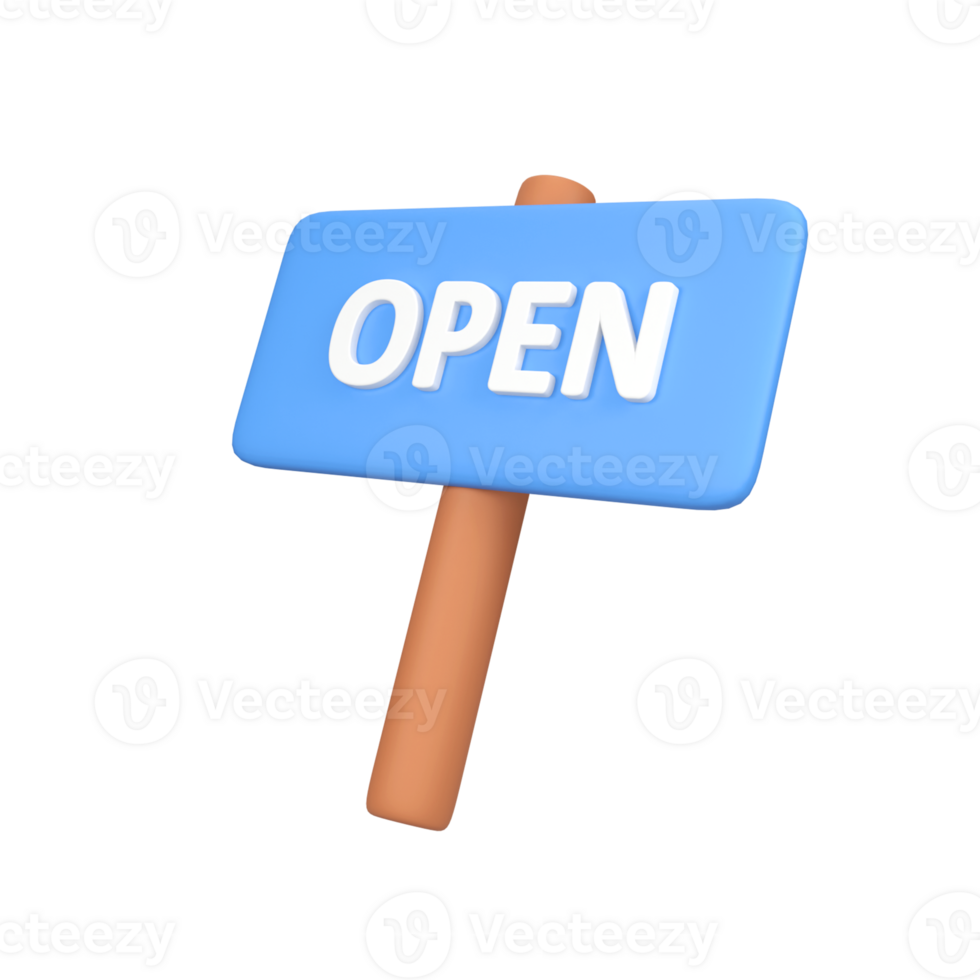 Open board sign isolated 3d render icon illustration png