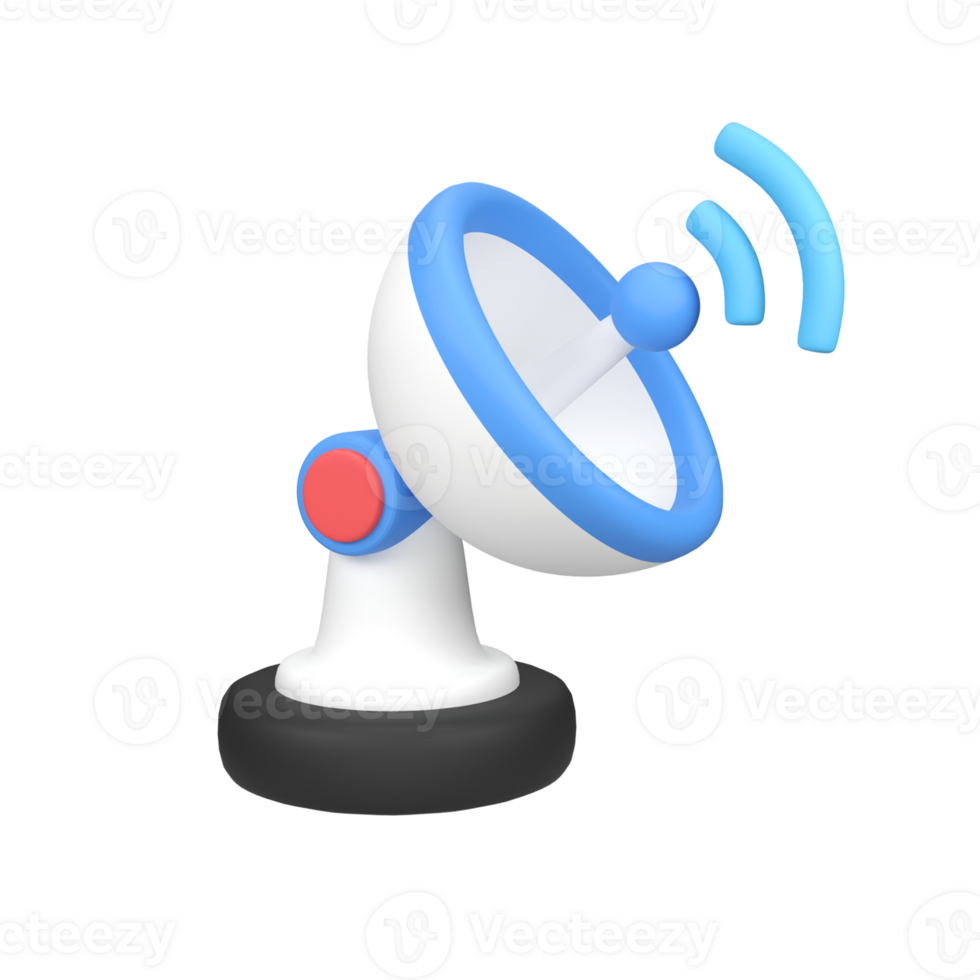 Satellite dish isolated 3d render icon illustration png