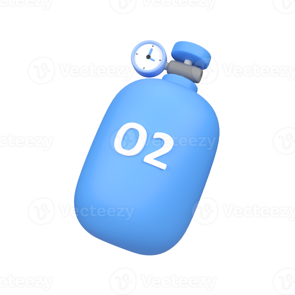 Oxygen gas tank isolated 3d render icon illustration png