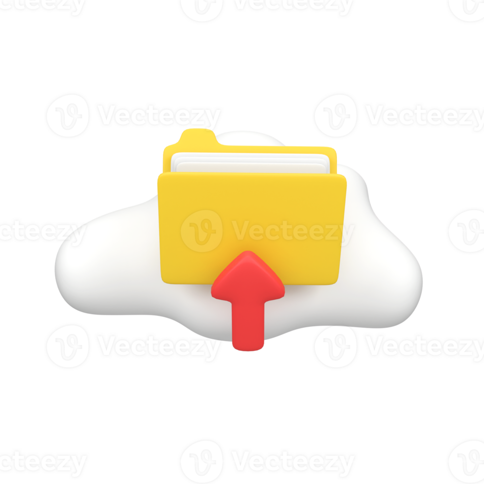 Cloud computing server and file folder management isolated 3d render icon illustration png