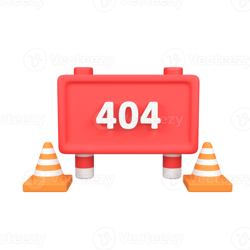 Error 404 under construction website isolated 3d render icon illustration png