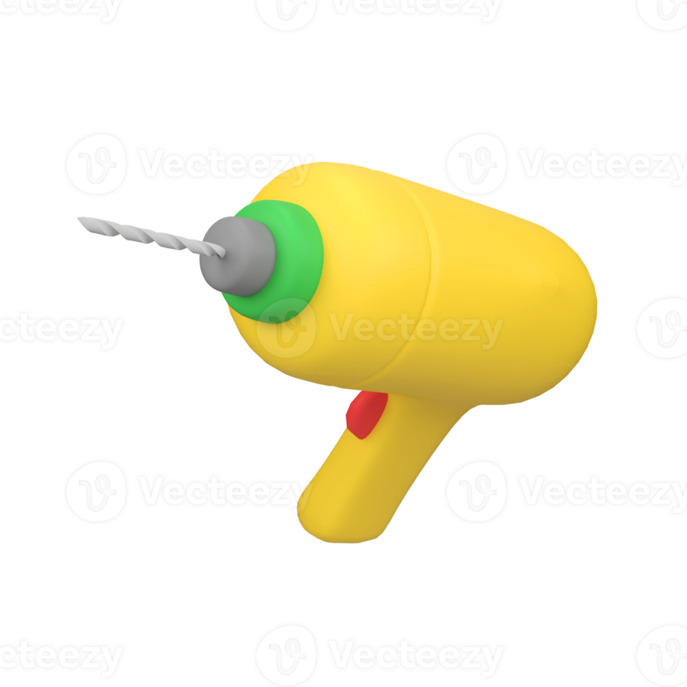 Drill and Screw Driver Gun isolated 3d render icon illustration png