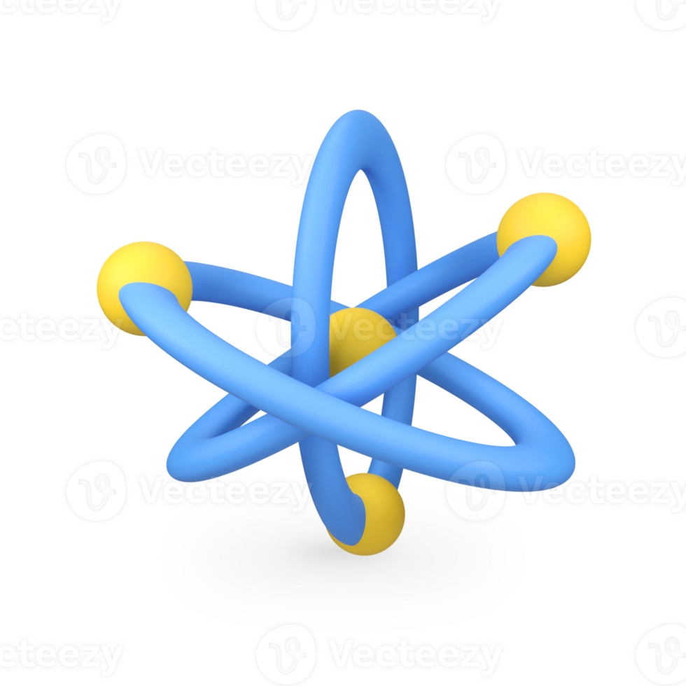 Atom Molecules isolated 3d render icon illustration png