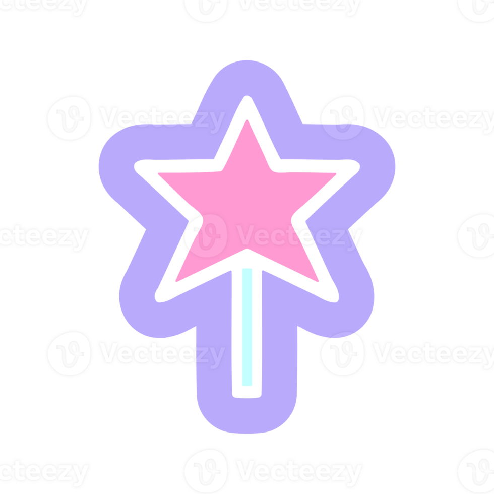 magic wand symbol icon in bright neon color on transparent background png