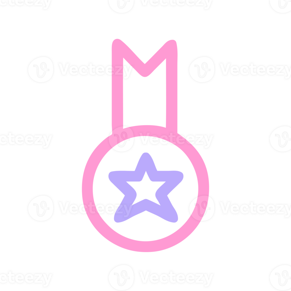 medal award symbol icon in bright neon color on transparent background png
