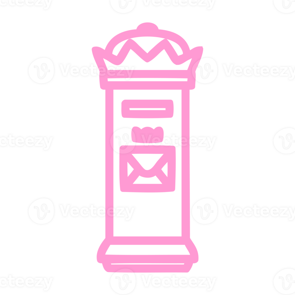 British postbox symbol icon in bright neon color on transparent background png