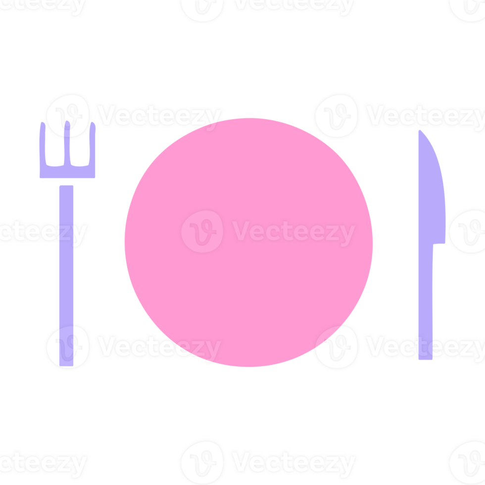 plate and cutlery symbol in bright neon color on transparent background png