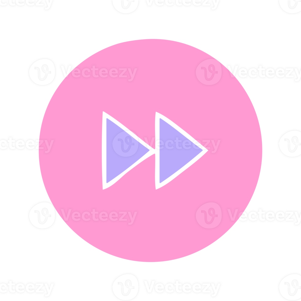 flat symbol of a fast forward button icon in bright neon color on transparent background png