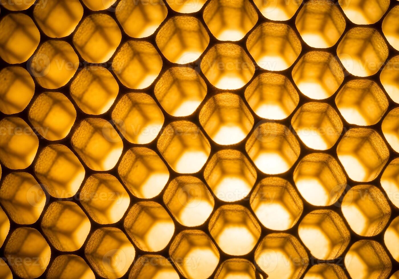 Macro Shot of Honeycomb with Golden Light photo