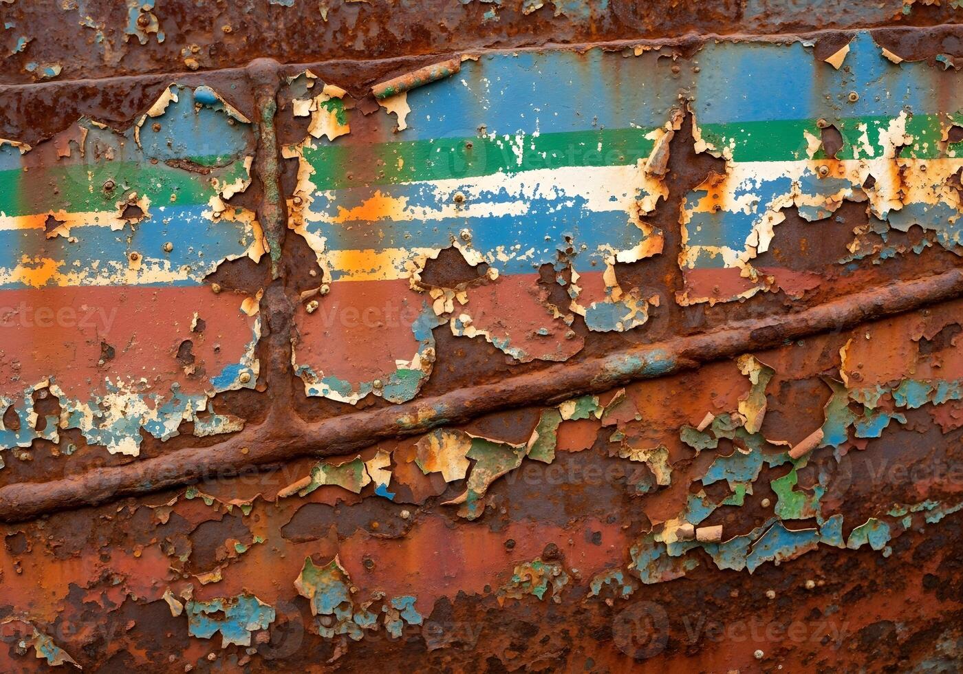 Rusty old boat with paint peeling off photo