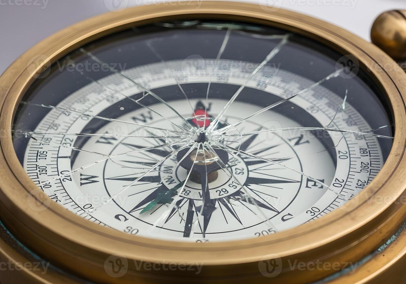 A broken compass with a broken glass photo